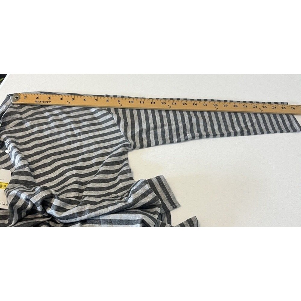 NWT Eileen Fisher Striped Cozy Brushed Terry Round Neck Long Box-Top Size Small - Picture 12 of 16